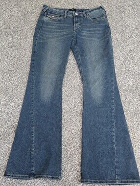True Religion Joey Low Rise Flare Leg Flap Pockets Jeans Size Waist 30 Women's